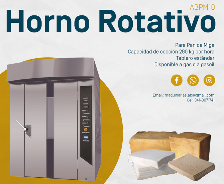 Horno Rotativo para Pan de Miga - Productos - AB MAQUINARIAS