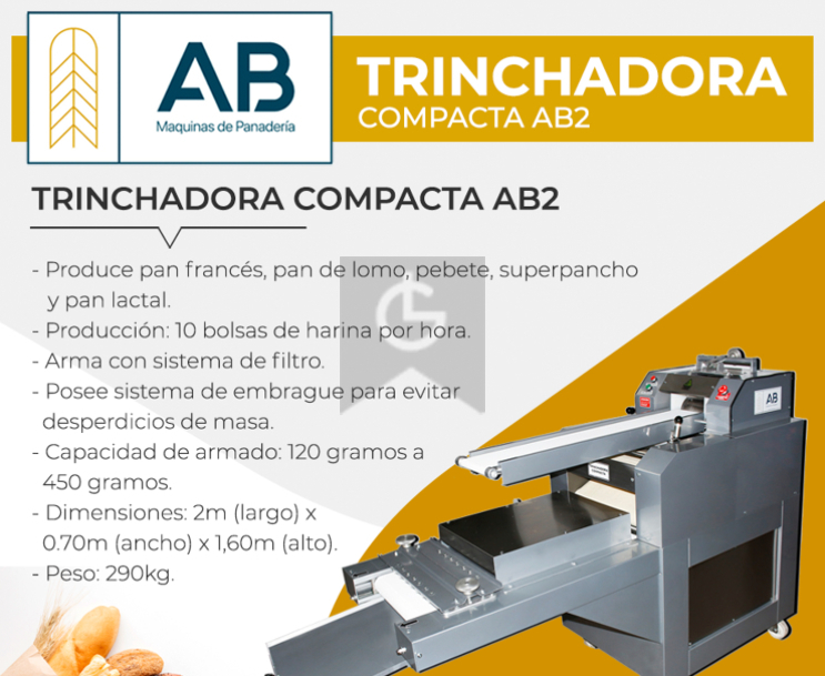 Rebanadora de pan de lactal AB120 - Productos - AB MAQUINARIAS -  Bizcomatic, Sobadora, Corbol - Rosario